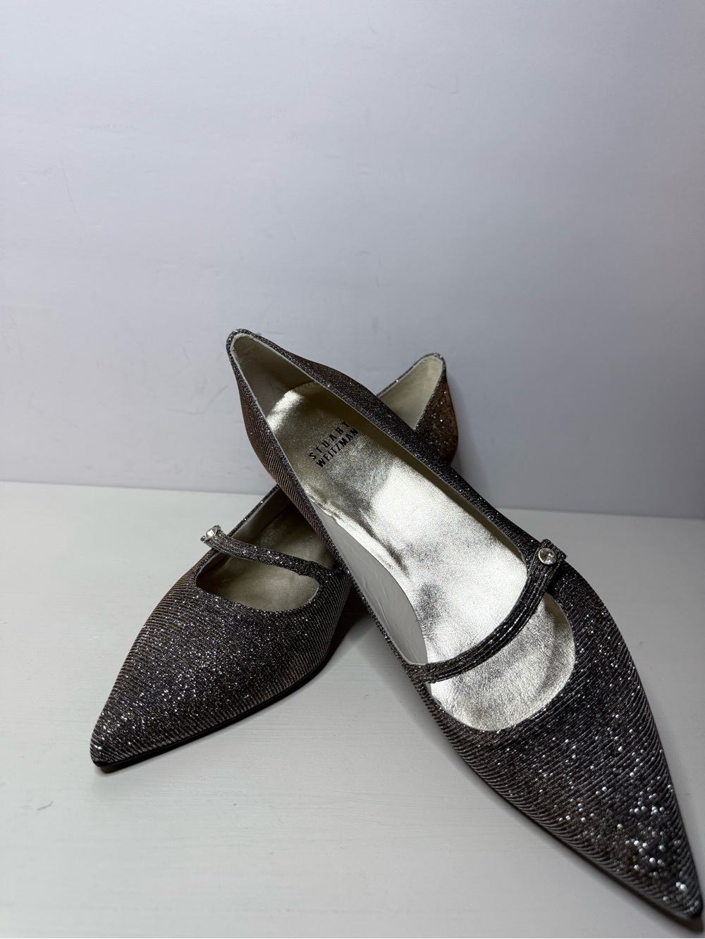 Stuart Weitzman Starlet  Pyrite Metallic Mary Jane Pumps Size 8